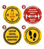 Sosyal Mesafe Yer Etiketi - Sosyal Mesafe Sticker-Mesafeni Koru 20x20 cm-1 ADET