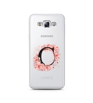 Pembe Çiçekli Harf Tasarım Süper Şeffaf Silikon Telefon Kılıfı Samsung E7 C-Harf