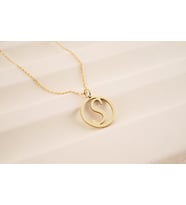 24 Ayar Has Altın Kaplama Harf Gümüş Kolye (Gold)