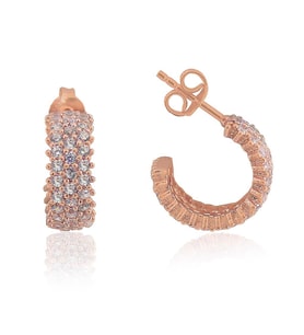 Söğütlü Silver üç sıra tamtur rose küpe