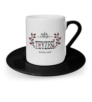 BK Gift Kişiye Özel Yılın En İyi Teyzesi Siyah Türk Kahvesi Fincanı