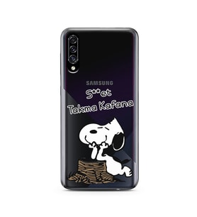 Snoopy Tasarımlı Süper Şeffaf Silikon Telefon Kılıfı Samsung A30s
