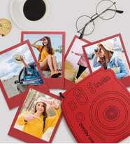 Rengarenk İnstax Tasarımlı Ahşap Kutu Ve 12'li Polaroid Fotoğraflar