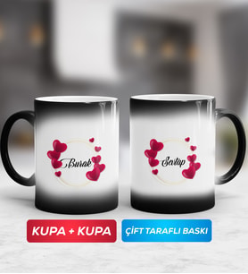 İkili İsme Özel Sevgililer Günü Hediyesi Sihirli Kupa Bardak