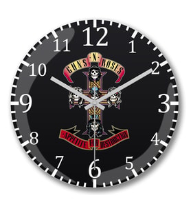 Guns n Roses Duvar Saati Bombeli Gercek Cam