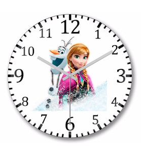 Elsa Anna Olaf Frozen Kristoff Duvar Saati Bombeli Gercek Cam