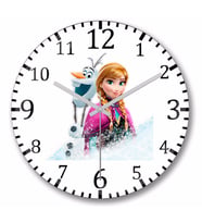 Elsa Anna Olaf Frozen Kristoff Duvar Saati Bombeli Gercek Cam