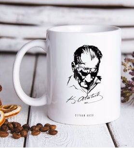 BK Gift Kişiye Özel Atatürk Temalı Beyaz Kupa Bardak-28