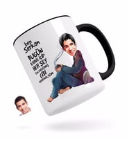 BK Gift Kişiye Özel Erkek Her Şey Yolundaymış Gibi Karikatürlü Siyah Kupa Bardak-2