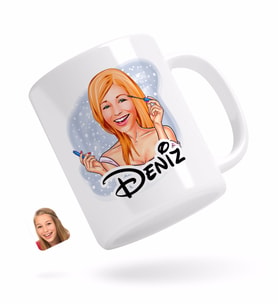 BK Gift Kişiye Özel Kadın Karikatürlü Beyaz Kupa Bardak-21