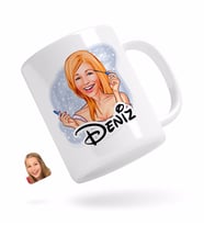 BK Gift Kişiye Özel Kadın Karikatürlü Beyaz Kupa Bardak-21