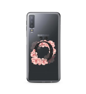 Pembe Çiçekli Harf Tasarım Süper Şeffaf Silikon Telefon Kılıfı Samsung A7 (2018)