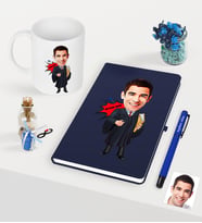 BK Gift Kişiye Özel Bay Avukat Karikatürlü Lacivert Defter Kalem Kupa Seti - 1 (Model 1)
