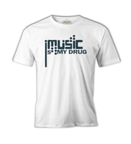 Music is My Drug Logo Beyaz Erkek Tshirt