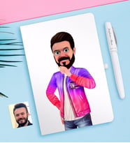 BK Gift Kişiye Özel Erkek Animasyon Karikatürlü Beyaz Defter ve Kalem Hediye Seti-36