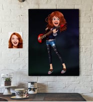 BK Gift Kişiye Özel Kadın Gitarist Animasyon Karikatürlü Kanvas Tablo 50x70cm -12