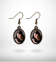 BK Gift Kişiye Özel Fotoğraflı Antik Bakır Küpe Model 1