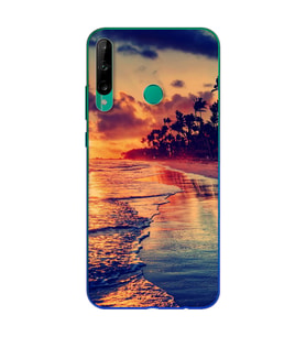 Sahil Tasarımlı Süper Şeffaf Silikon Telefon Kılıfı Huawei P40 Lite E