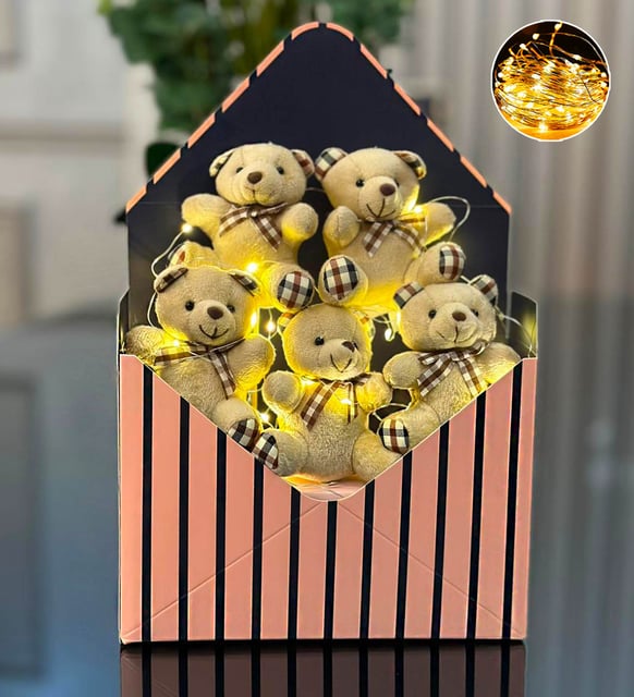 Premium Led Işıklı Yumoş Peluş Ayıcık Buketi
