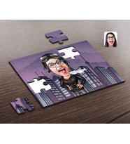 BK Gift Kişiye Özel Kadın Pilot Karikatürlü Ahşap Puzzle-1