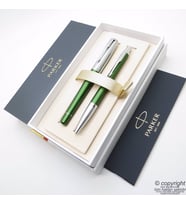 Parker Urban Premium Desenli Yeşil Dolma Kalem + Tükenmez Kalem  İsme Özel Kalem  Hediyelik Kalem