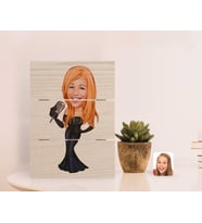 BK Gift Kişiye Özel Assolist Karikatürlü Otantik Masaüstü Ahşap Palet Çerçeve-1 (Beyaz)