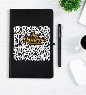 BK Gift Kişiye Özel Sınıf Öğretmeni Siyah Defter Kalem Hediye Seti - 3