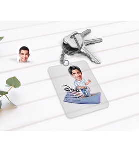 BK Gift Kişiye Özel Erkek Kaptan Karikatürlü Şeffaf Pleksi Anahtarlık-2 (Beyaz)