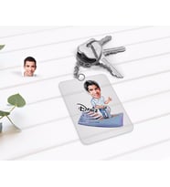 BK Gift Kişiye Özel Erkek Kaptan Karikatürlü Şeffaf Pleksi Anahtarlık-2 (Beyaz)
