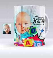 BK Gift Kişiye Özel Bebek Karikatürlü Beyaz Kupa Bardak  4