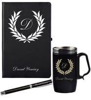 Kişiye Özel Hazırlanmış Hediye Siyah Defter Kalem Ve Termos - Mug Seti