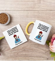 Bak Kendime De Kahve Yaptım Sarı Kupa Bardak ve Anahtarlık Set
