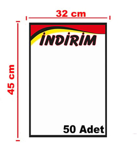 Market İndirim Afişi Kuşe Kağıt 32x45 cm 50 li Pk.