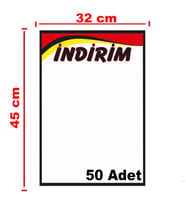 Market İndirim Afişi Kuşe Kağıt 32x45 cm 50 li Pk.