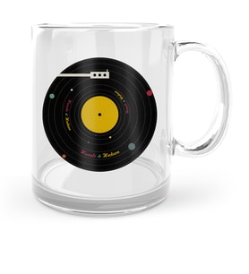 BK Gift Kişiye Özel Retro Record Tasarımlı Cam Kupa Bardak  1