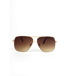 Gold Metal Çerçeveli Pilot Unisex Güneş Gözlüğü Kahverengi
