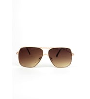 Gold Metal Çerçeveli Pilot Unisex Güneş Gözlüğü Kahverengi