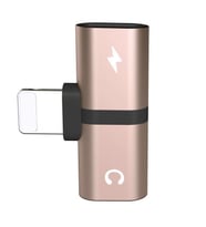 iPhone 7 8 X XR XS 11 için 2 in 1 Ses Şarj Çift Adaptör Splitter Rose Gold