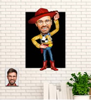 Kişiye Özel Kovboy Temalı Karikatür Ahşap Tablo