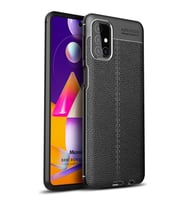 Microsonic Samsung Galaxy M51 Kılıf Deri Dokulu Silikon Siyah