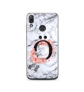 Mermer Çiçekli Harf Tasarım Süper Şeffaf Silikon Telefon Kılıfı Huawei Y7 2019 Ö