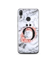 Mermer Çiçekli Harf Tasarım Süper Şeffaf Silikon Telefon Kılıfı Huawei Y7 2019 Ö