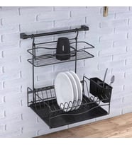 Geseus Home Borulu Askılı Bardaklık Tabaklık Bulaşıklık Mat Siyah KB013S