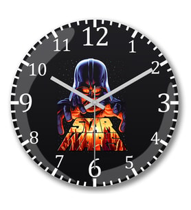Darth Vader in Control Duvar Saati Bombeli Gercek Cam