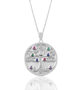 Söğütlü Silver Gümüş sedef ve renkli taşlı hayat ağacı kolye