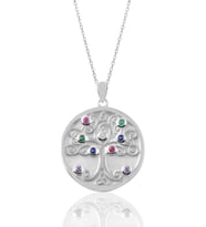 Söğütlü Silver Gümüş sedef ve renkli taşlı hayat ağacı kolye