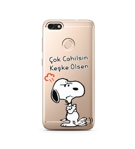 Snoopy Tasarımlı Süper Şeffaf Silikon Telefon Kılıfı Huawei P9 Lite 2017 Mini 