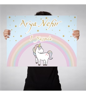 Doğum Günü Afişi Unicorn Konsept 70x100cm