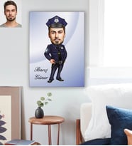 Kişiye Özel Polis Karikatürlü Ahşap Tablo 30x47 Bay-2