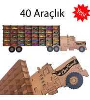 Ahşap Hobi Araba Rafı 40 araçlık Ceviz Rengi hot wheels, matchbox montessori